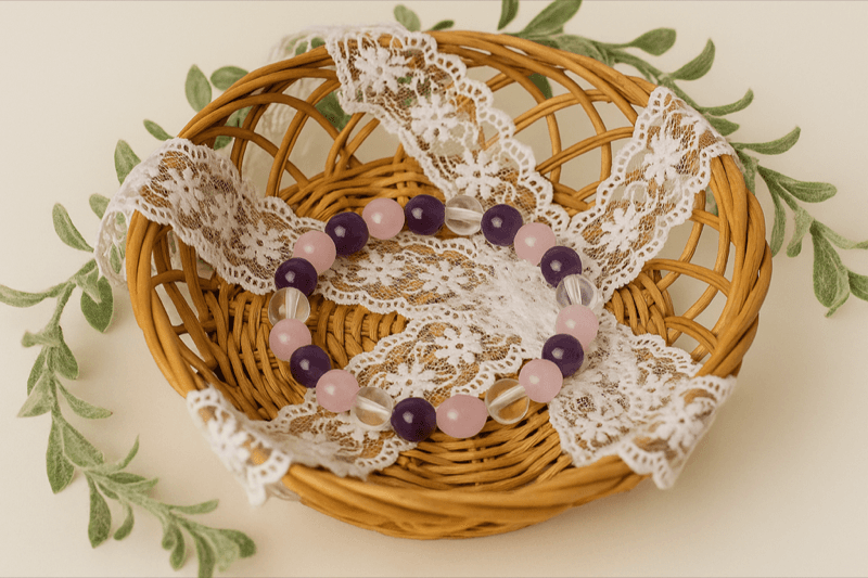 Rose Amethyst Clear Crystal Bracelet 5