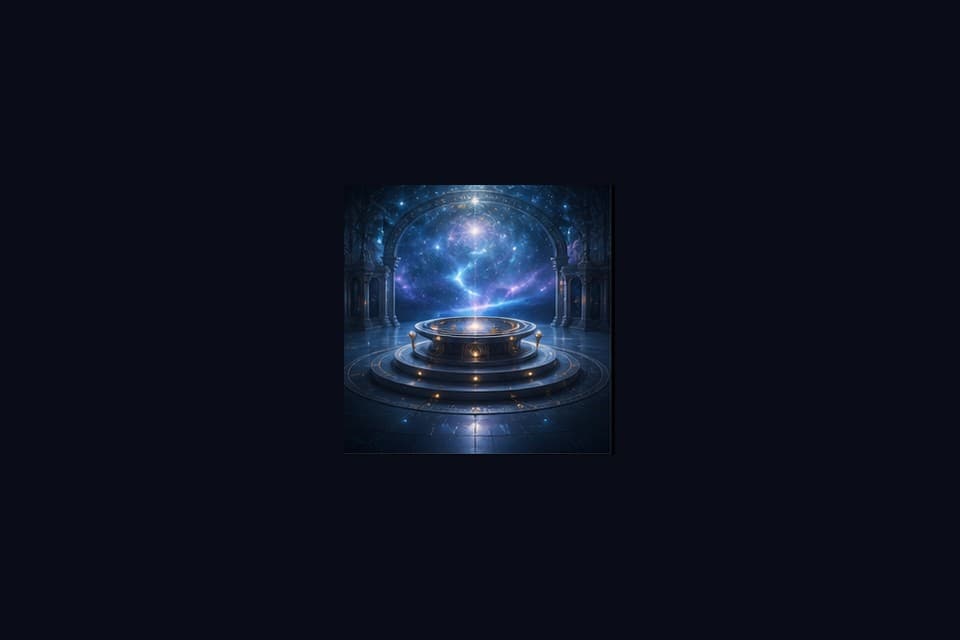 Celestial platform visual with spiritual intelligence interface