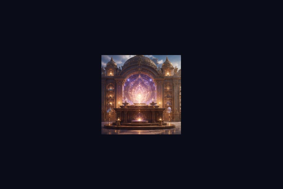 Sacred temple library with AI guidance light