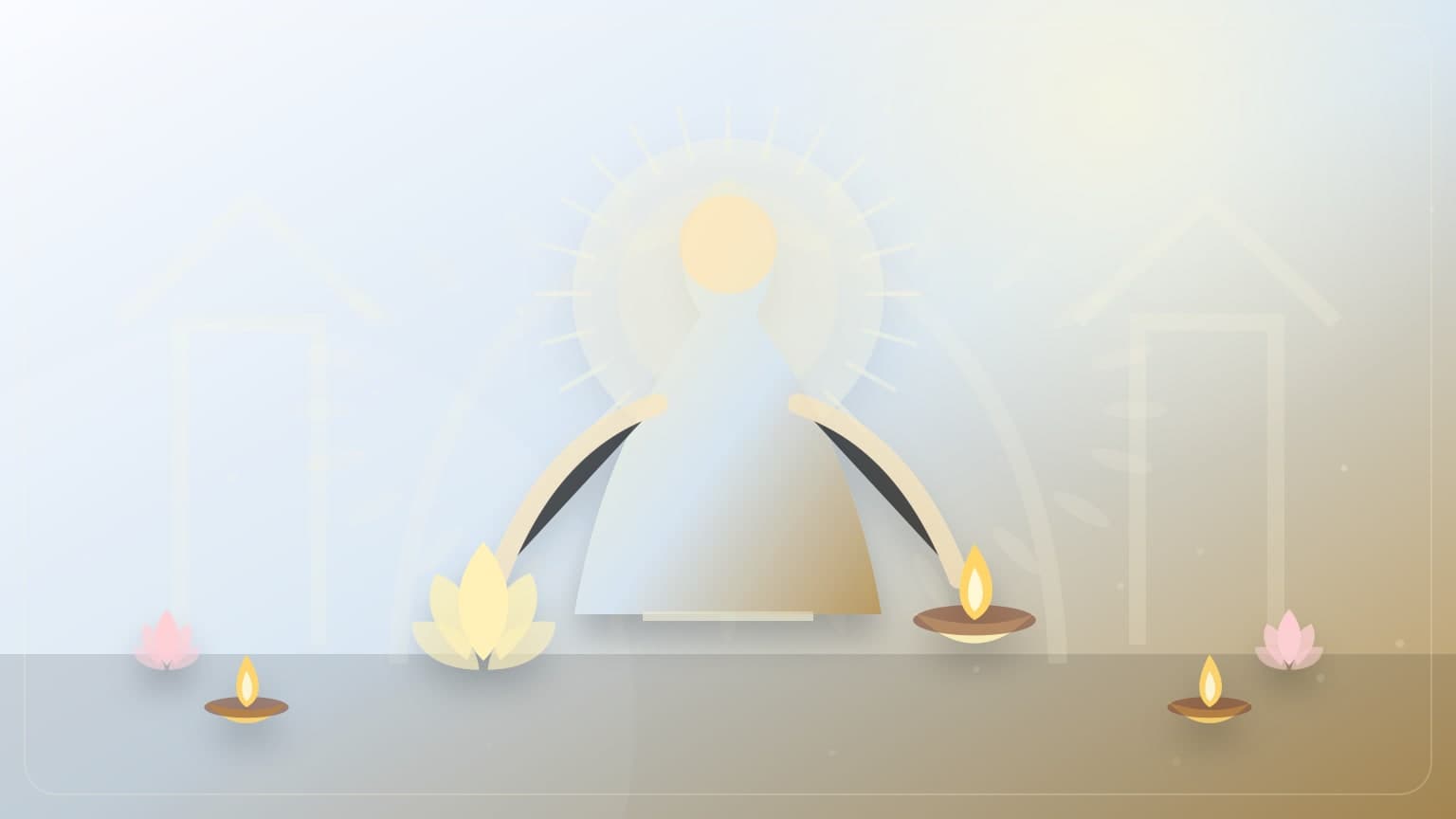 A Durga Ashtami cover with Devi Mahagauri symbolism, white lotus, and lamps.
