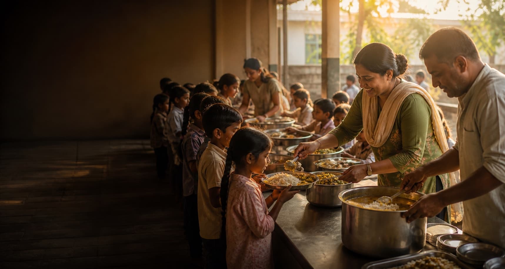 Volunteers preparing charitable meals