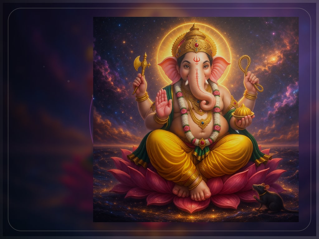 Lambodara, the one who contains the entire universe, for Shri Ganesha
