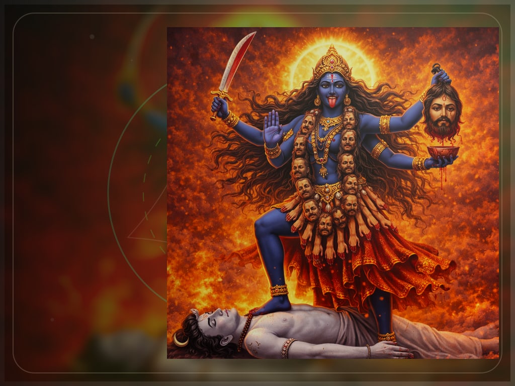 Dakshina Kali, the benevolent liberating form, for Maa Kali