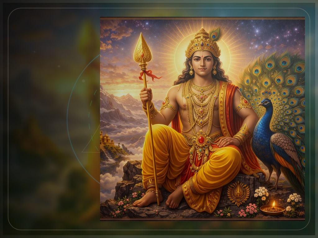 Shanmukha, the six-faced god of perception, for Skanda Kartikeya