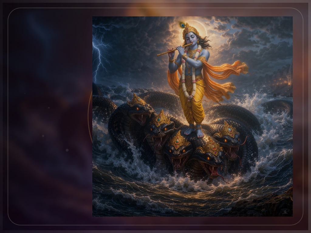 Yogeshwar, master of all yoga and cosmic consciousness, for Bhagwan Shri Krishna